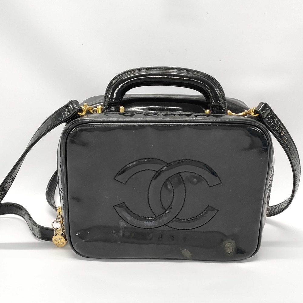 Chanel black vanity case purse